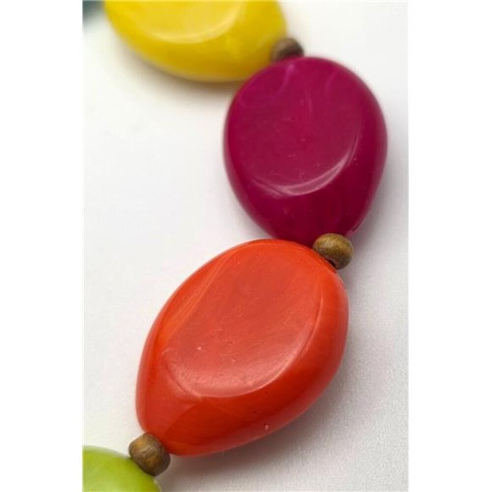 Vintage Lucite Necklace Colorful Marbled Oval Beads 36 In Fruit Salad Statement - Picture 4 of 8